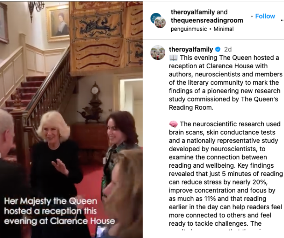 Viņas majestāte un neirozinātnieki: lasīšanai ir liela nozīme cilvēka labsajūtai 