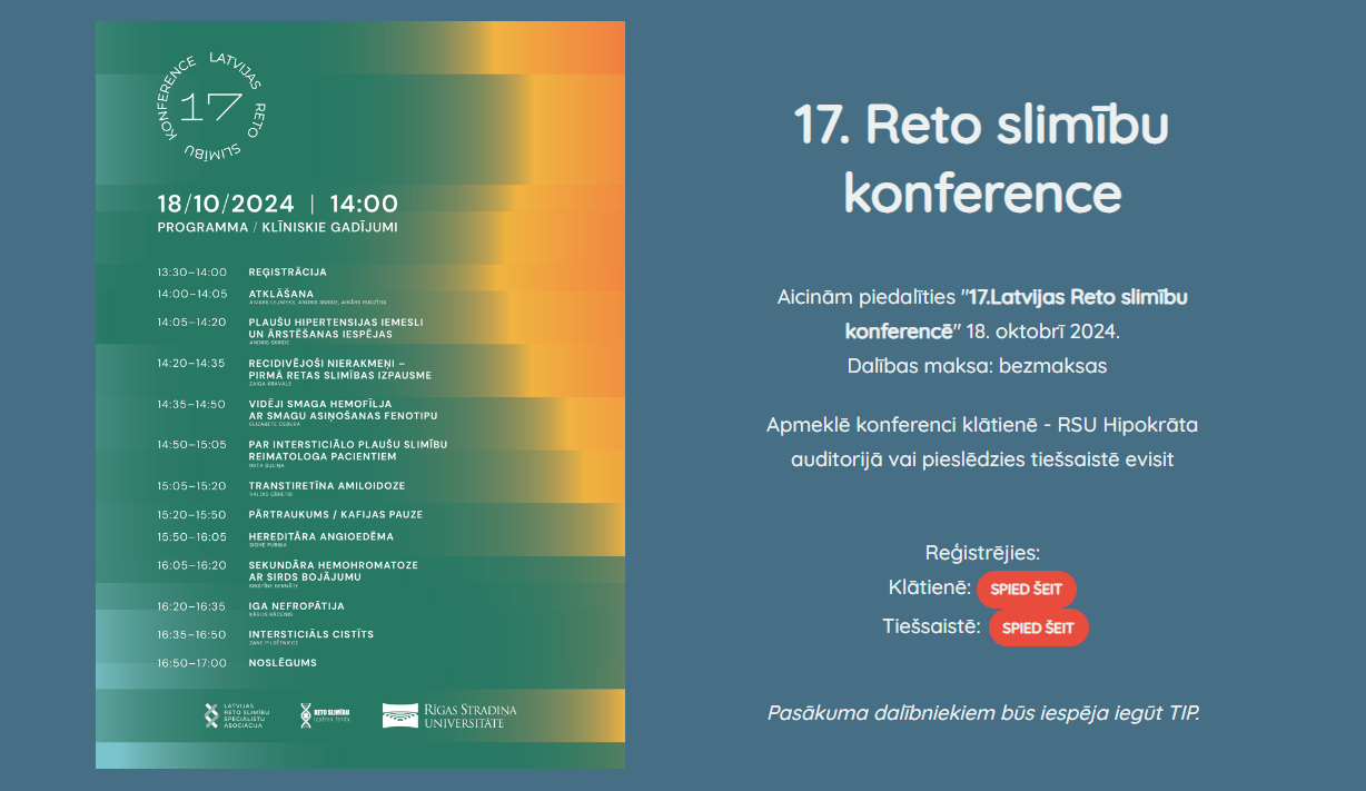 RSU notiks jau 17. Latvijas Reto slimību konference