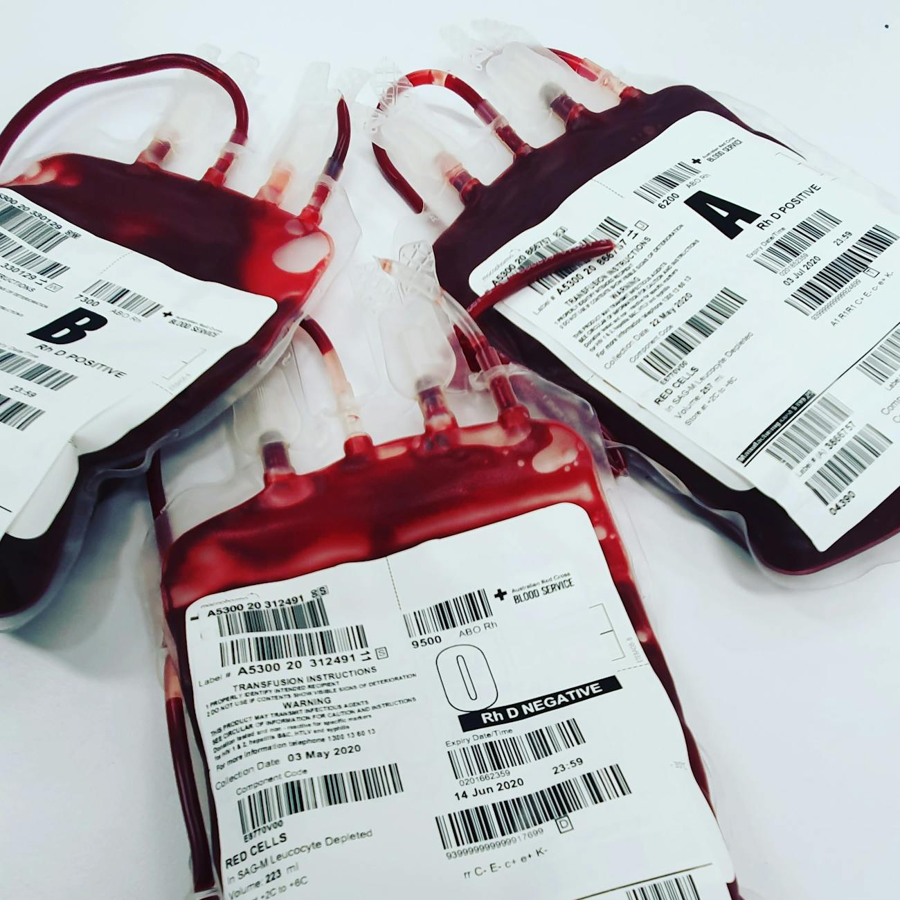 a close up shot of bags of blood
