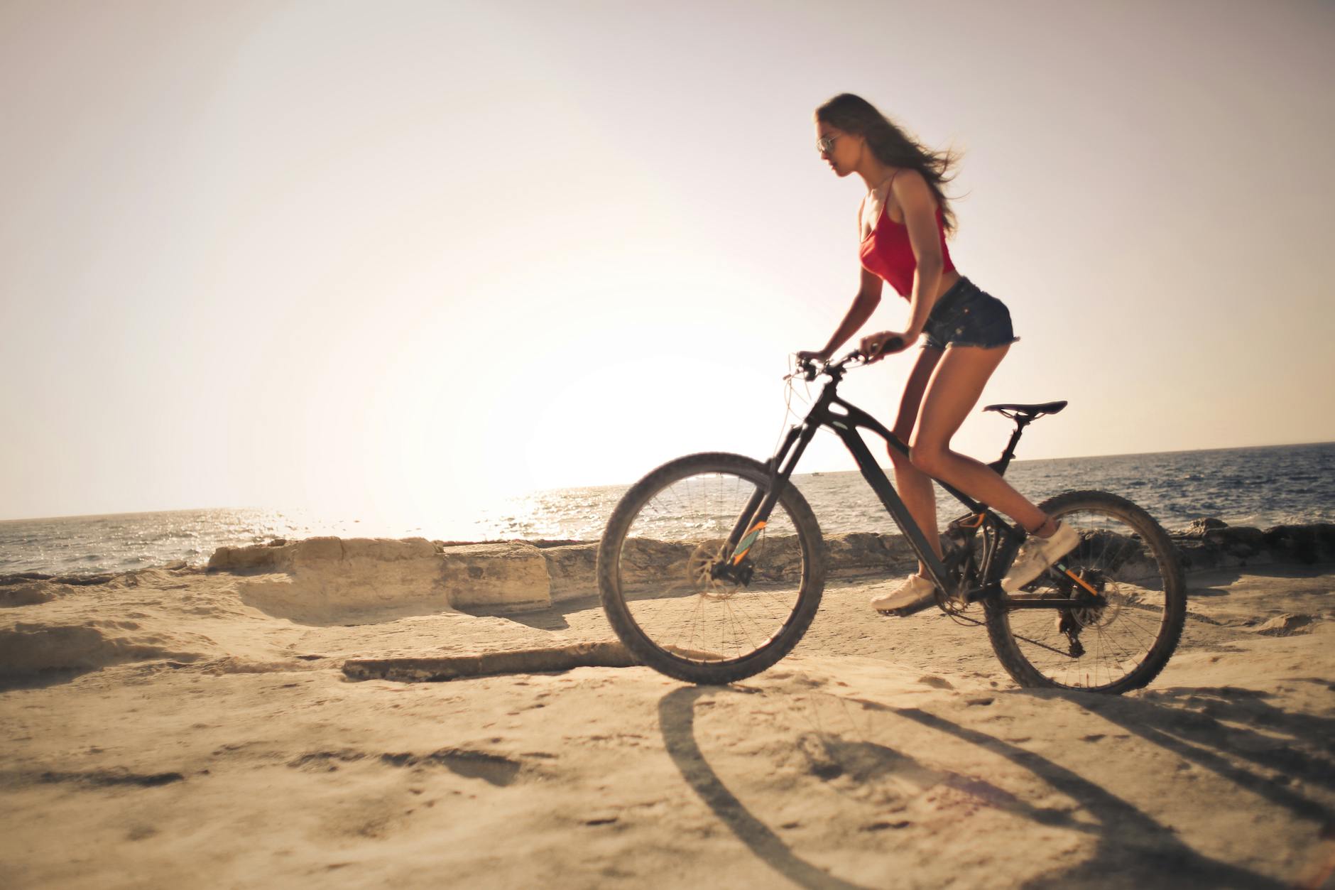 woman riding a mountain bike