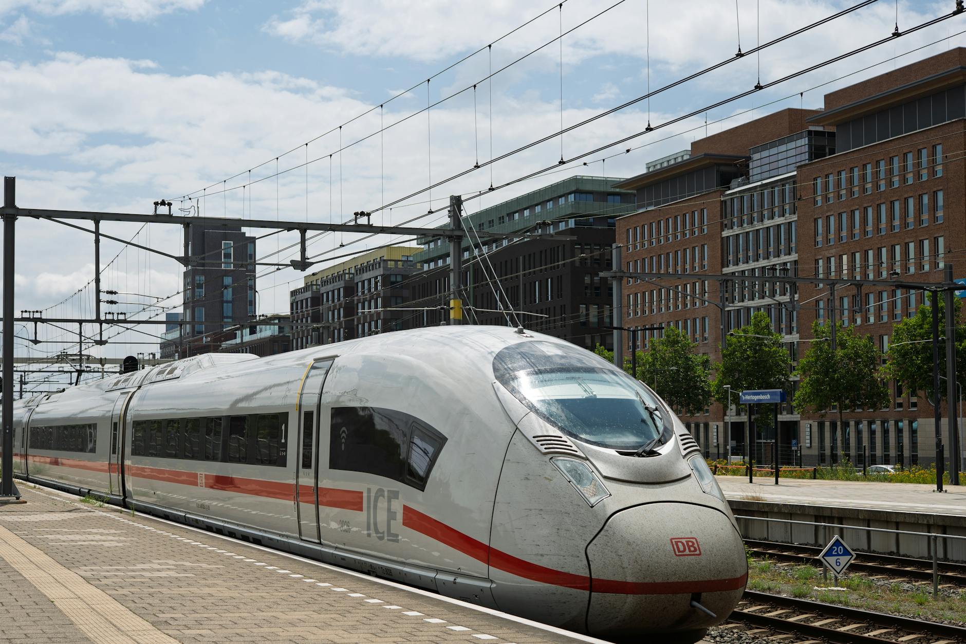 modern ice train at urban station